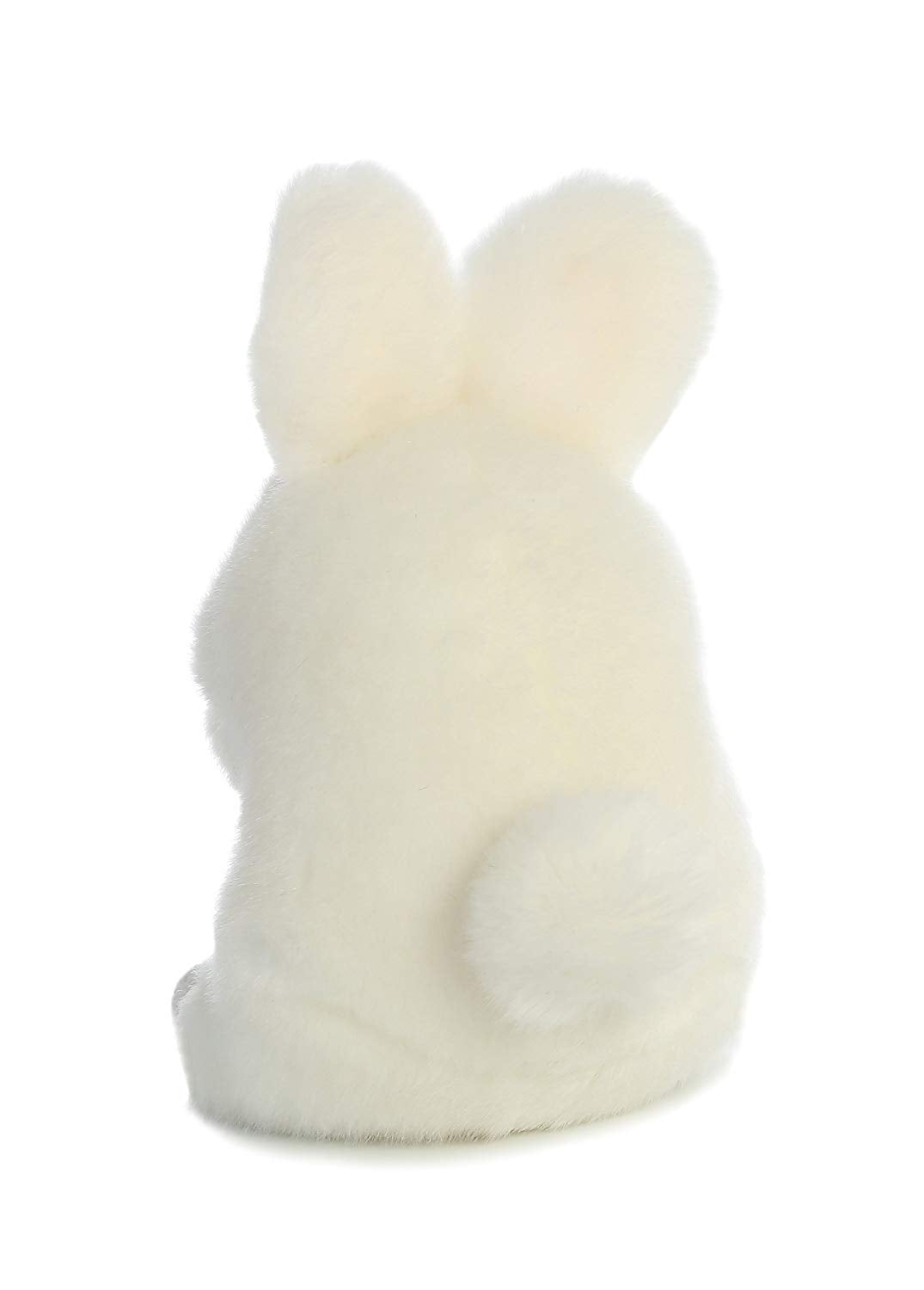 5 inch tall plush white rabbit. Pink ears and black eyes.