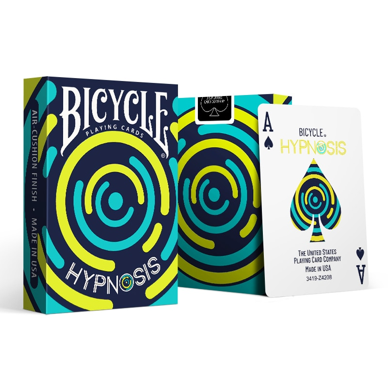 Bicycle hypnosis card deck with a green and teal swirl