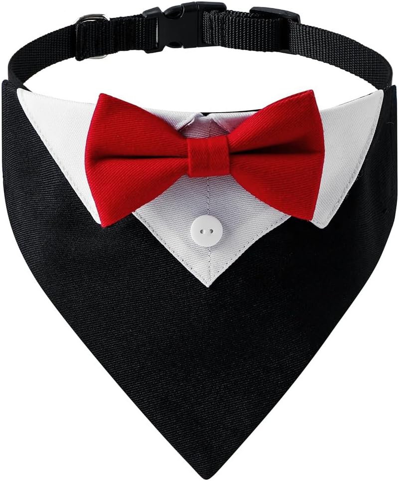 tuxedo bandana with a red bowtie